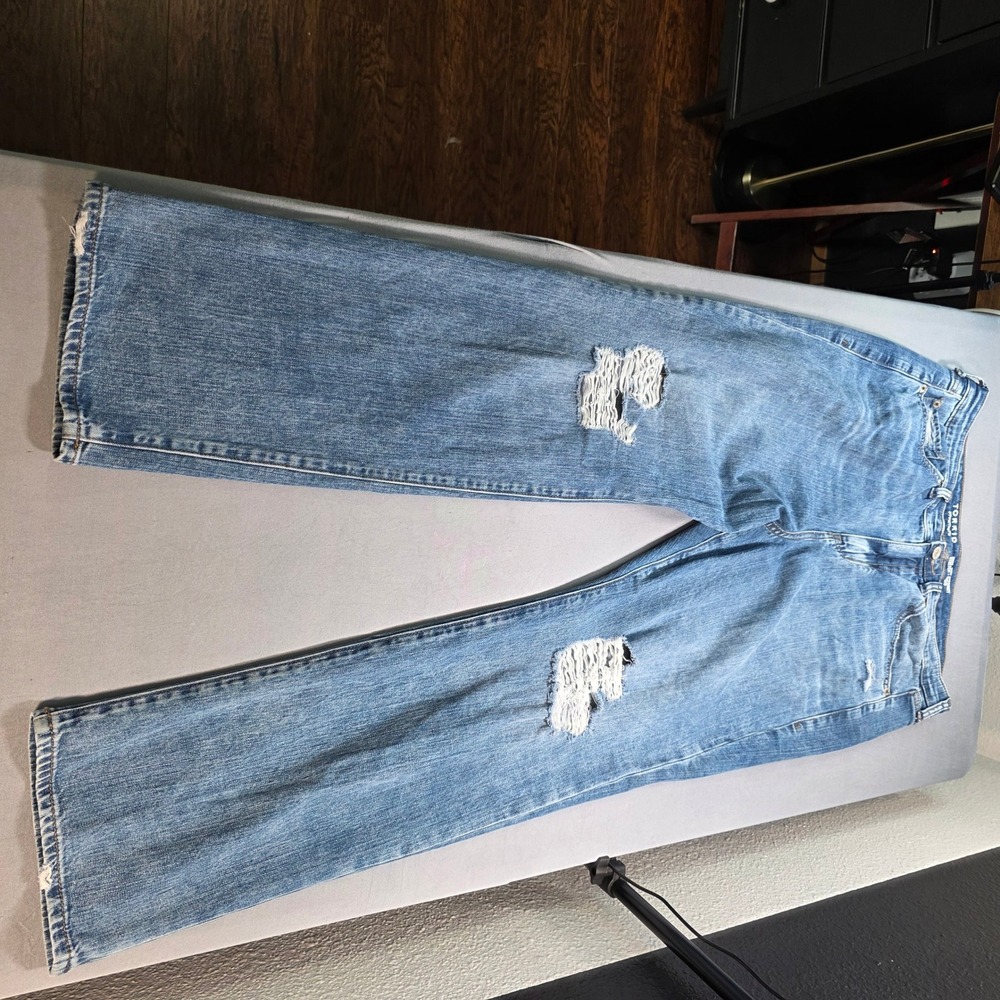Torrid High Rise Straight Stretch Rigid Distressed Ripped Jeans Blue 14R - Picture 3 of 11